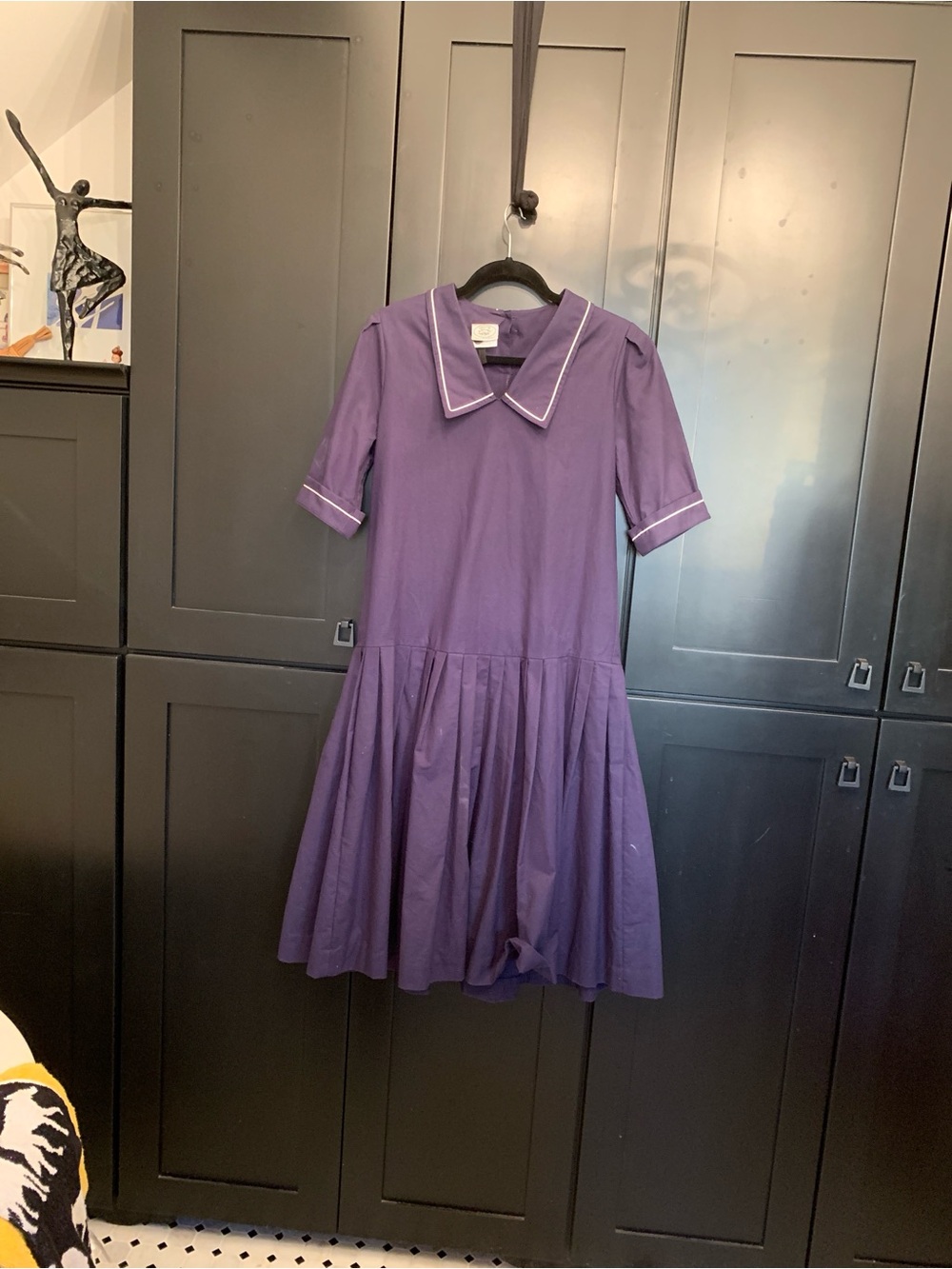 Vintage Laura Ashley MIDI Navy  Sailor-Style Dress with White Bow Accent - Picture 15 of 15